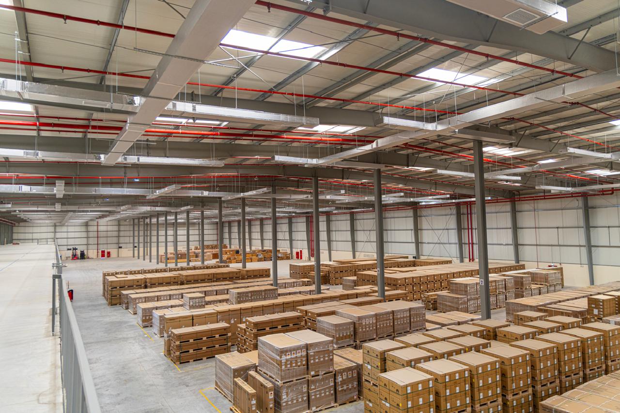 Racked warehouse storage