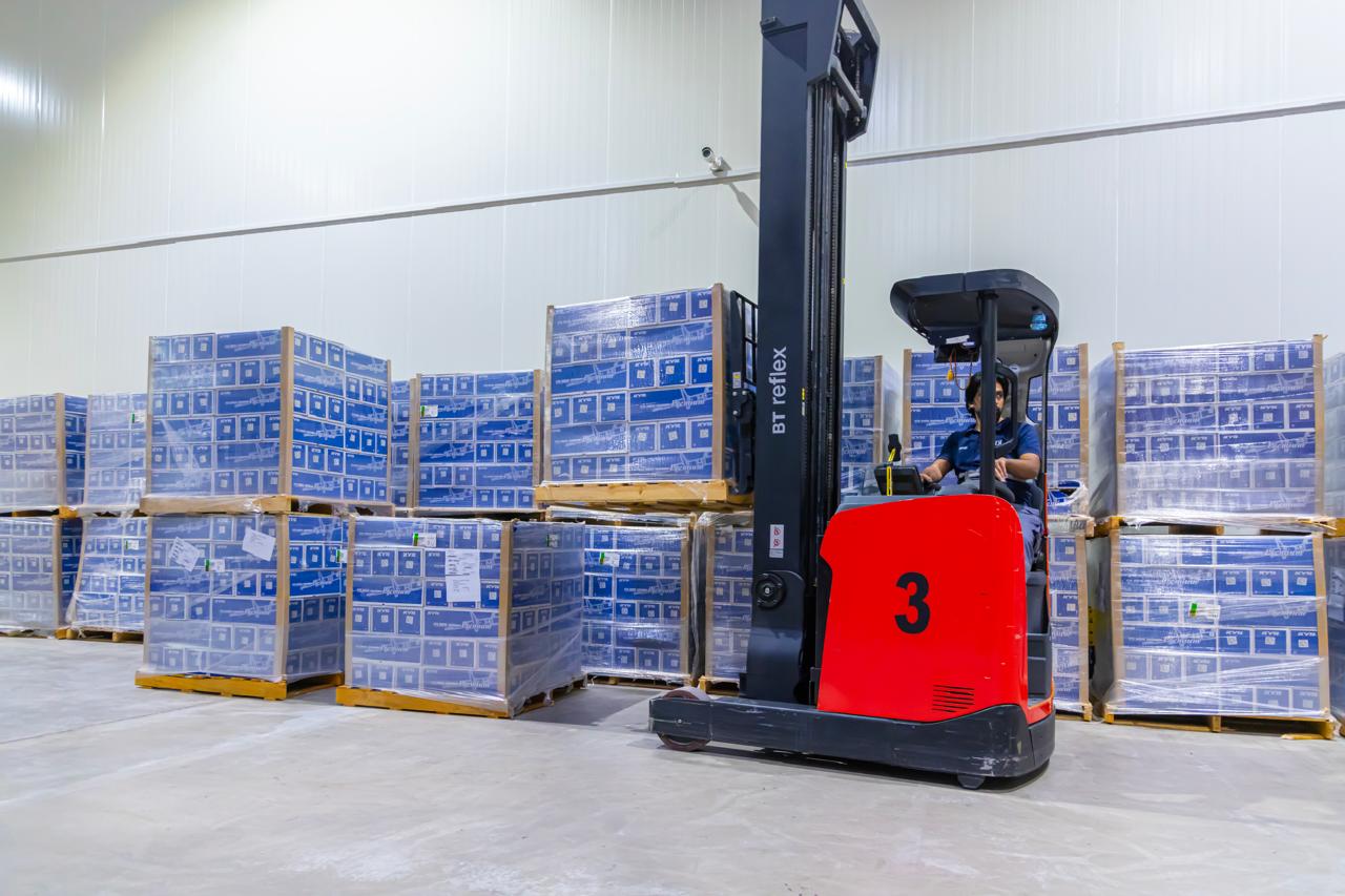 Racked warehouse storage